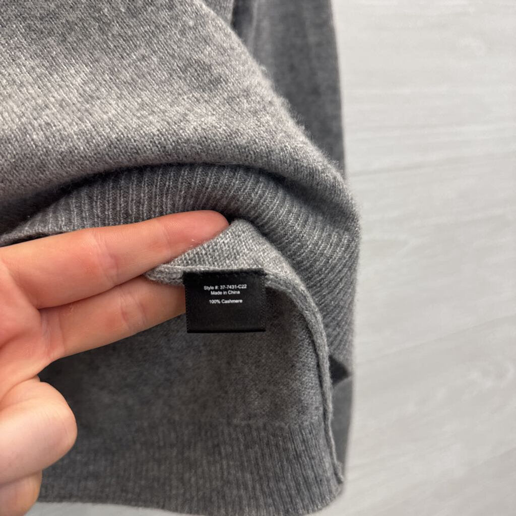 Loft Navy/ Grey Checkered Print Open Front Sweater Jacket Large