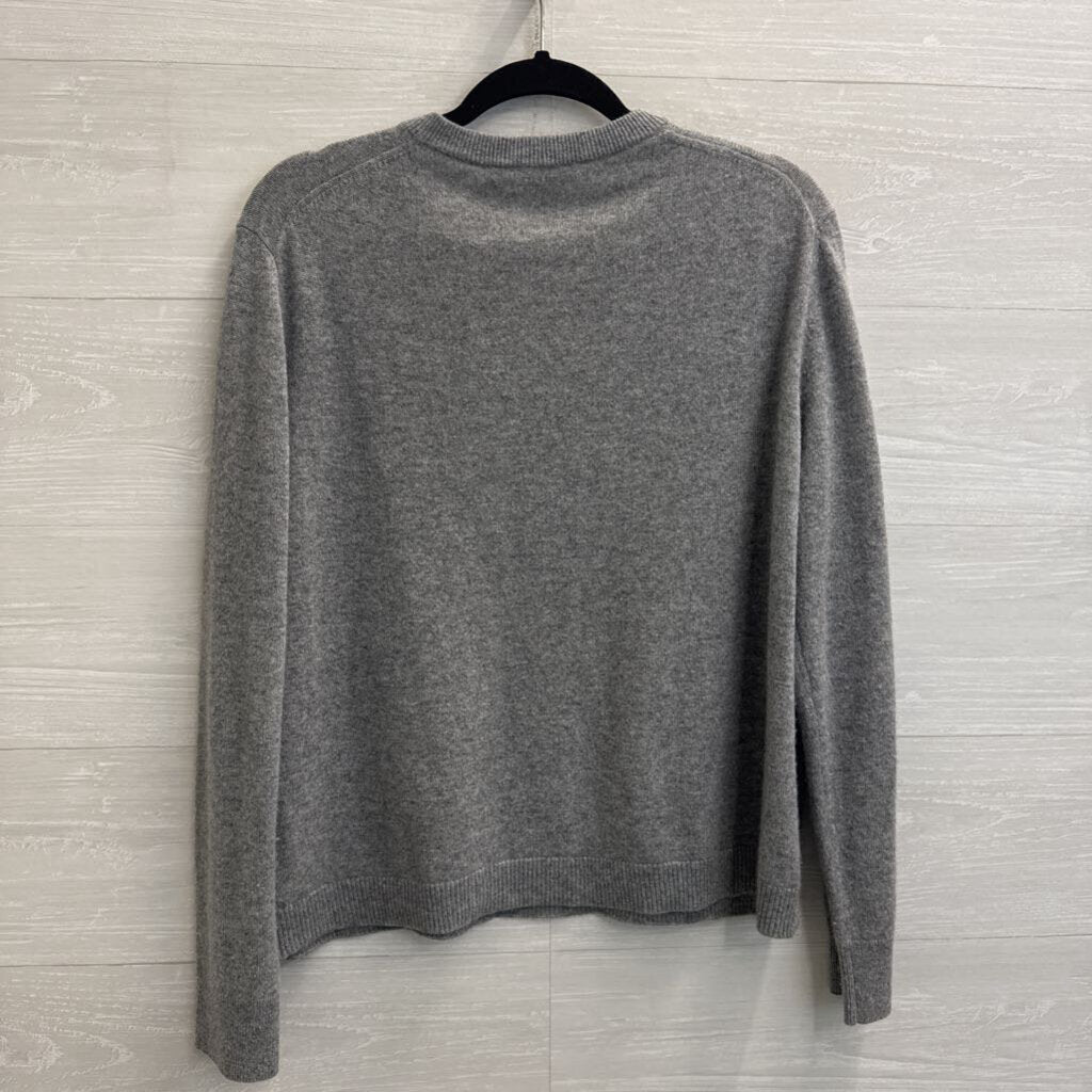 Loft Navy/ Grey Checkered Print Open Front Sweater Jacket Large