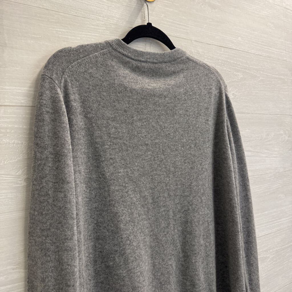 Loft Navy/ Grey Checkered Print Open Front Sweater Jacket Large