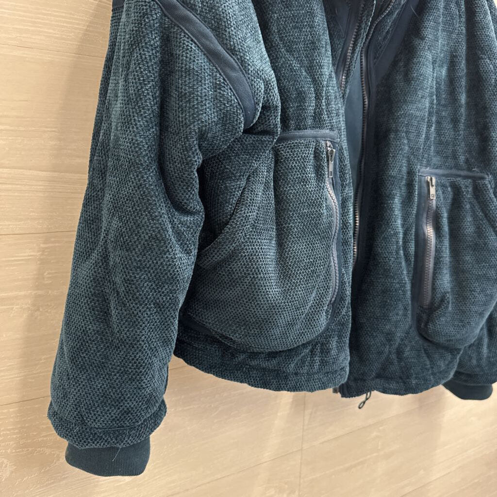 POL Blue Soft Textured Zip Up Jacket Large