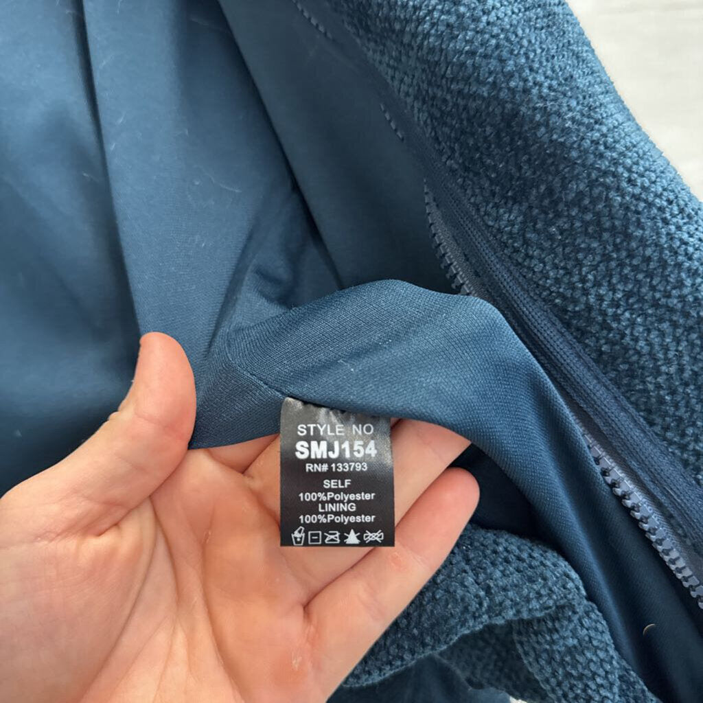 POL Blue Soft Textured Zip Up Jacket Large