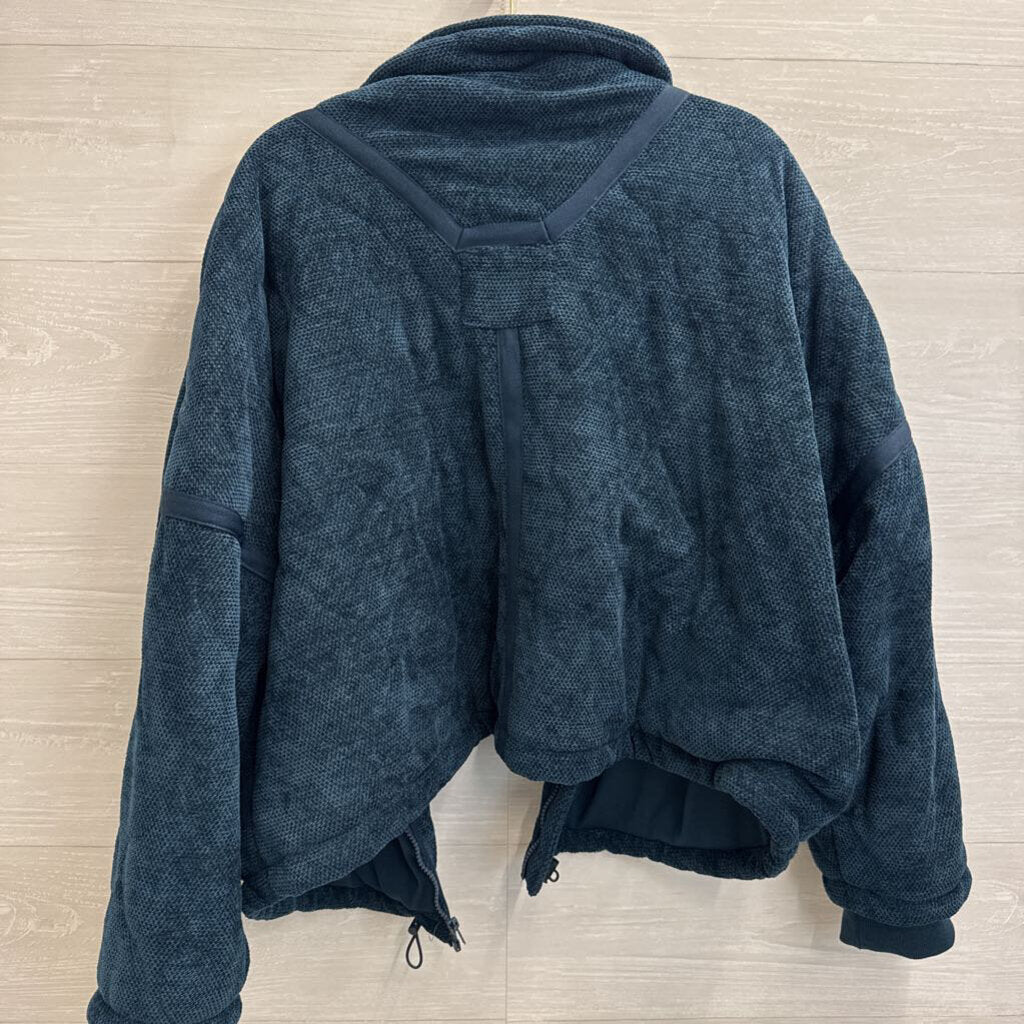POL Blue Soft Textured Zip Up Jacket Large