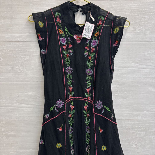 Free People Black/ Multi Embroidered Riviera Illusion Mini Dress 4