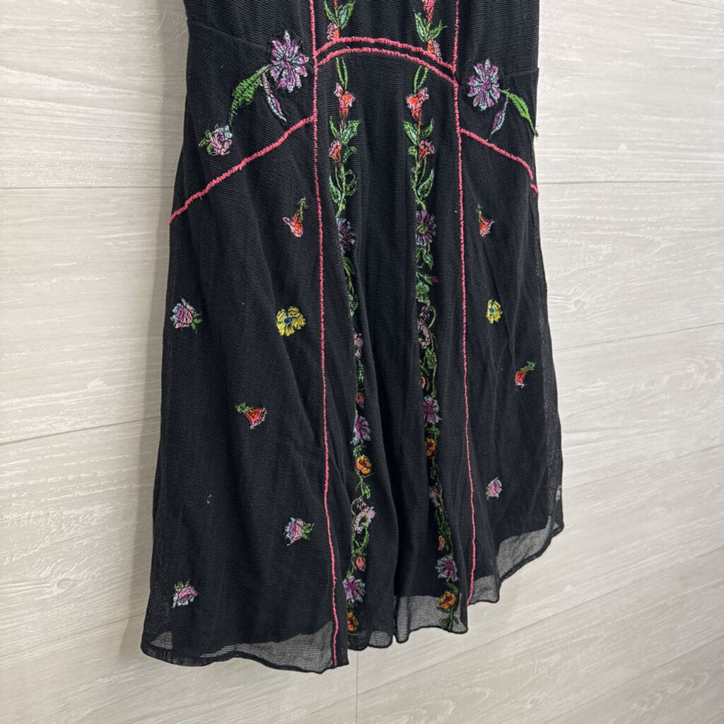 Free People Black/ Multi Embroidered Riviera Illusion Mini Dress 4