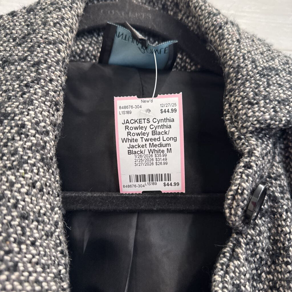 Cynthia Rowley Black/ White Tweed Long Jacket Medium