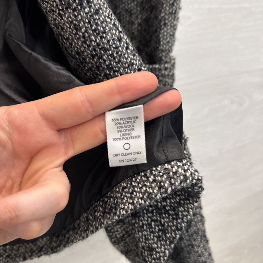Cynthia Rowley Black/ White Tweed Long Jacket Medium