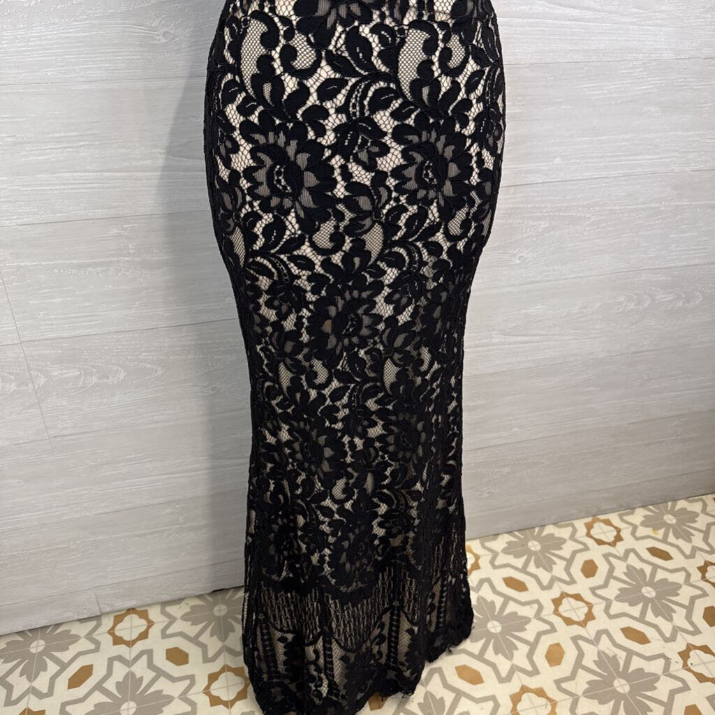 Speechless Black/ Beige Lace 2 Piece Long Formal Dress 5