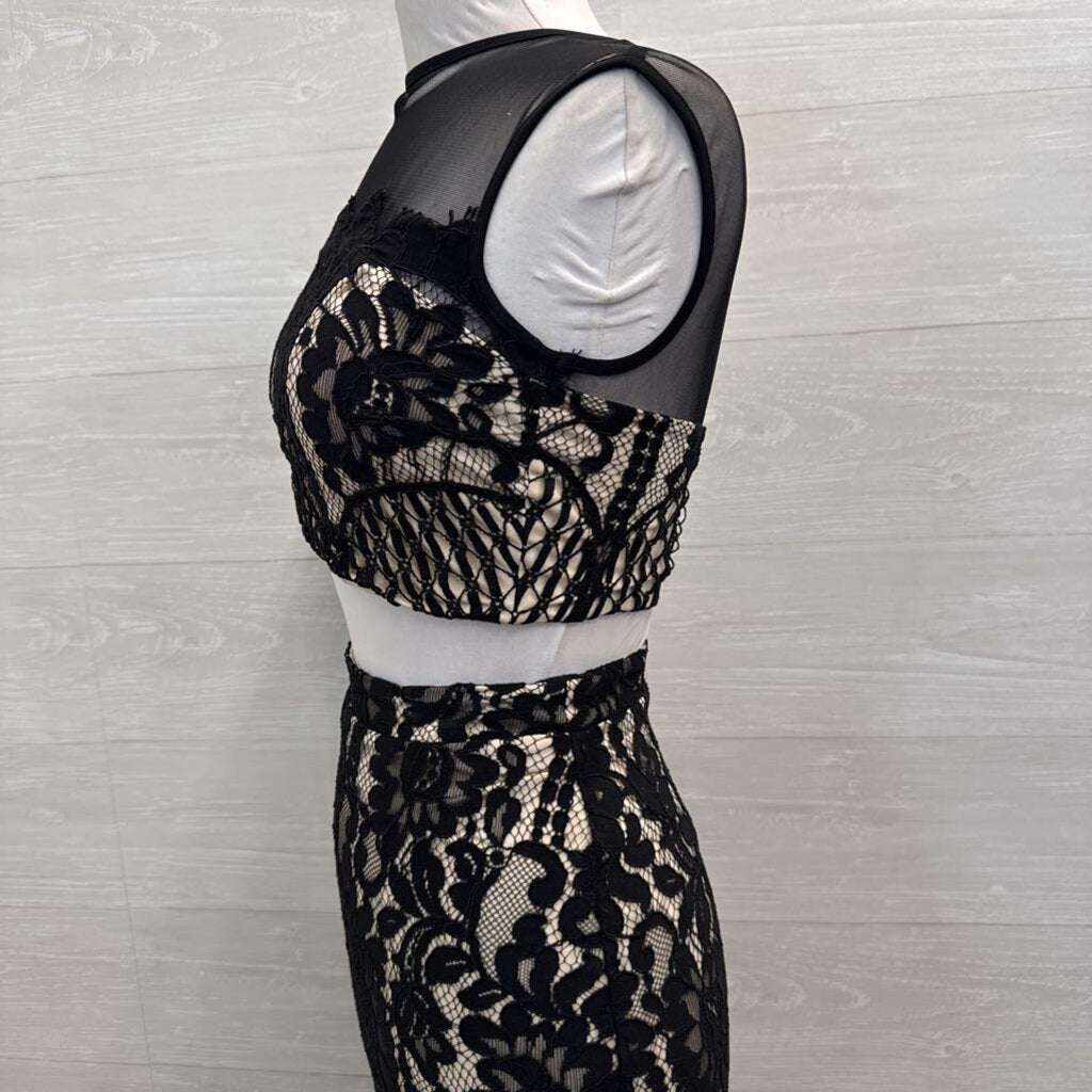 Speechless Black/ Beige Lace 2 Piece Long Formal Dress 5