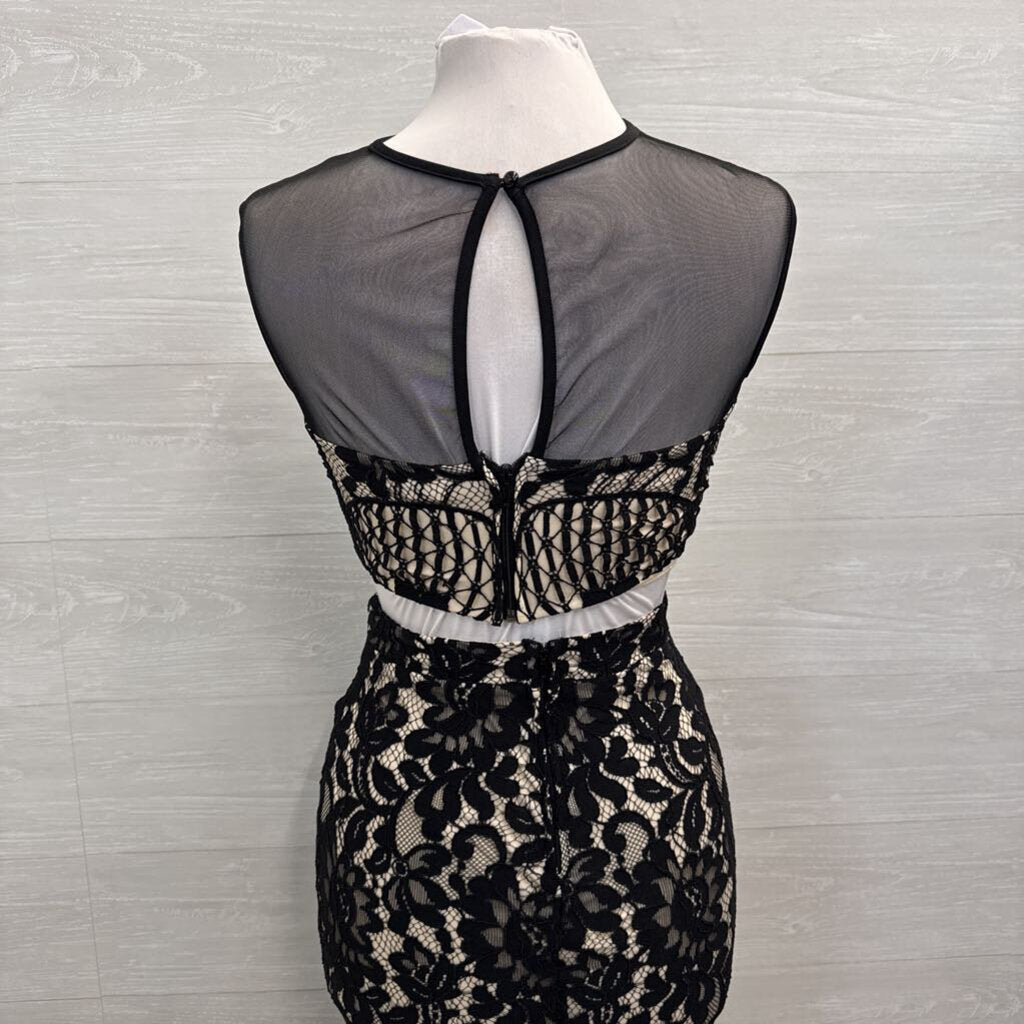 Speechless Black/ Beige Lace 2 Piece Long Formal Dress 5