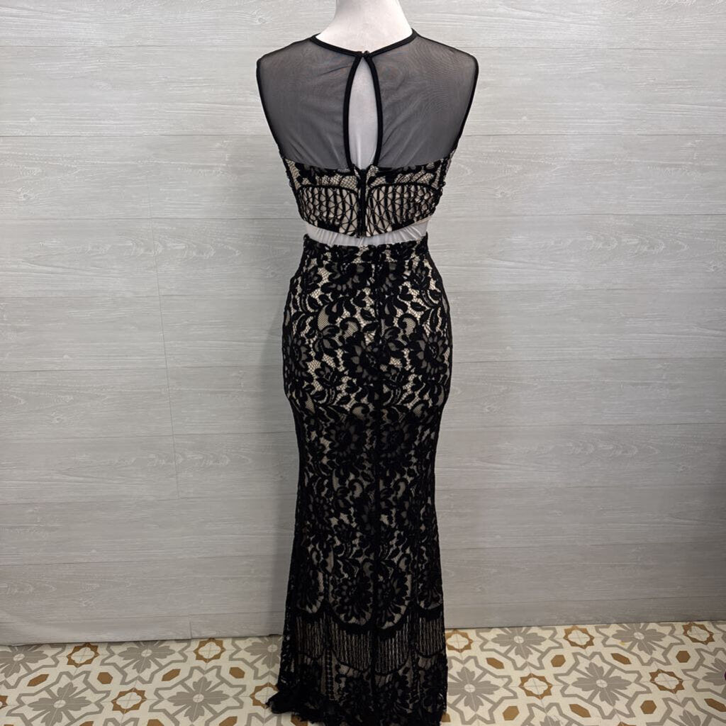 Speechless Black/ Beige Lace 2 Piece Long Formal Dress 5