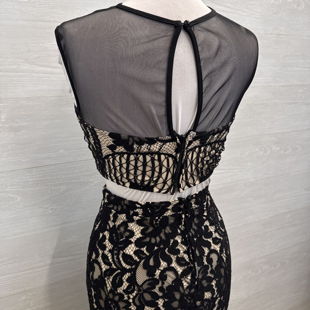 Speechless Black/ Beige Lace 2 Piece Long Formal Dress 5