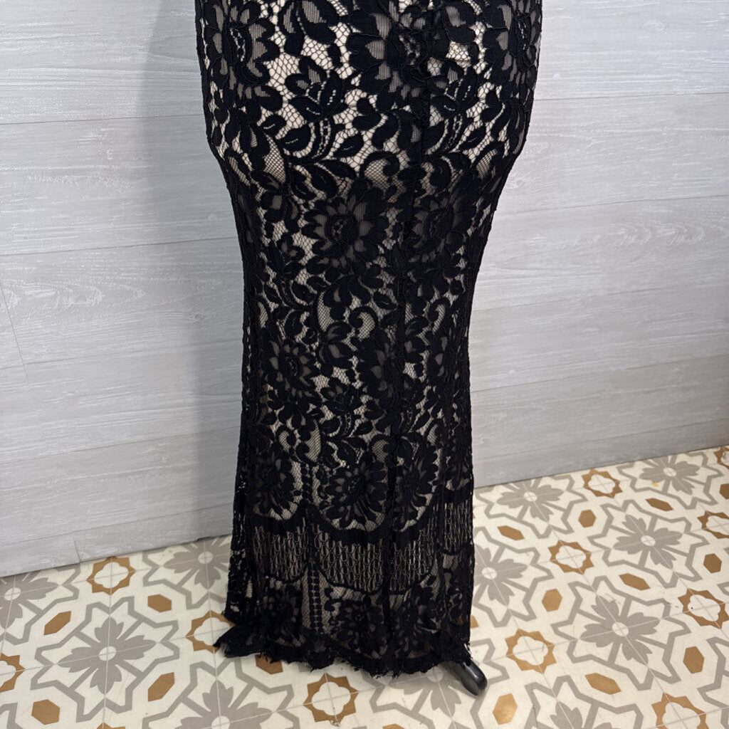 Speechless Black/ Beige Lace 2 Piece Long Formal Dress 5