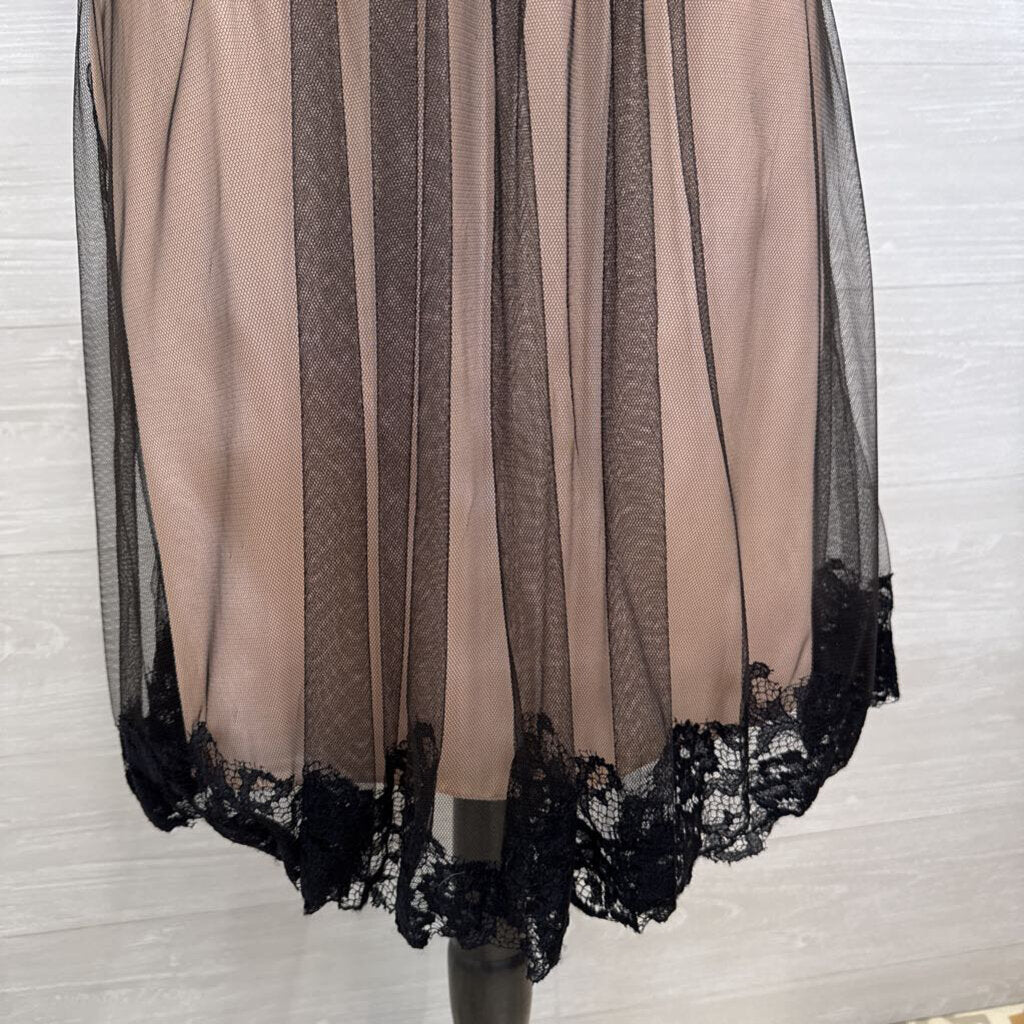 Bari Jay Blush/ Black Lace Mesh Overlay Short Formal Dress 12