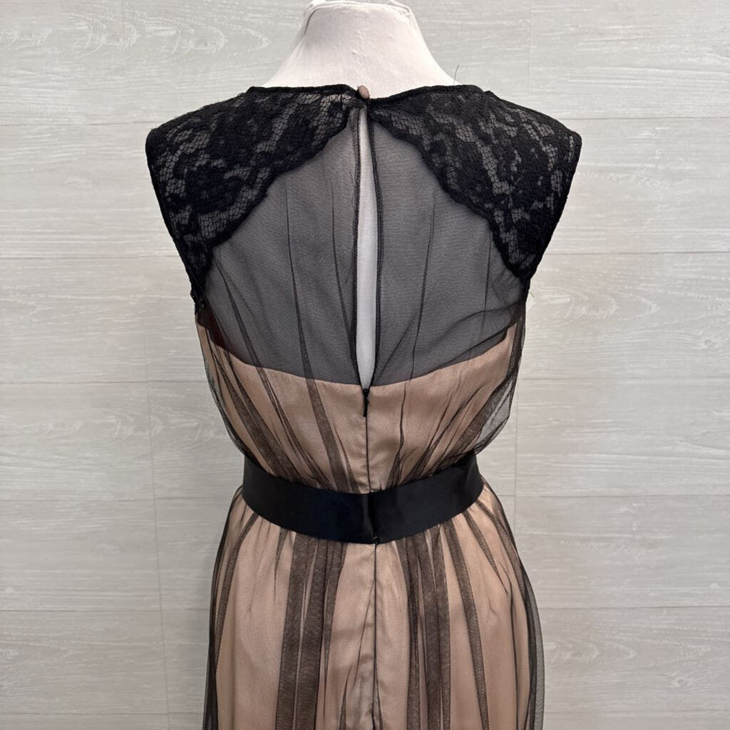 Bari Jay Blush/ Black Lace Mesh Overlay Short Formal Dress 12