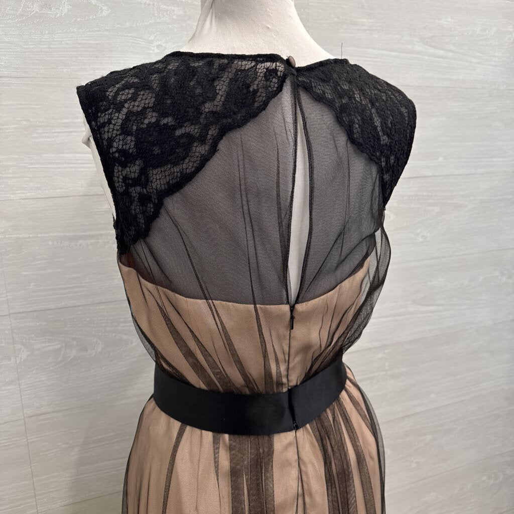 Bari Jay Blush/ Black Lace Mesh Overlay Short Formal Dress 12