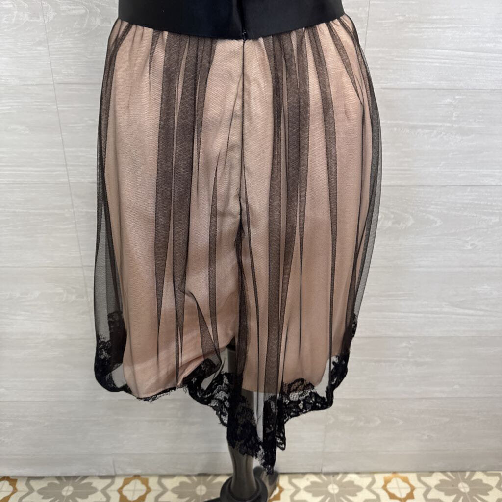 Bari Jay Blush/ Black Lace Mesh Overlay Short Formal Dress 12