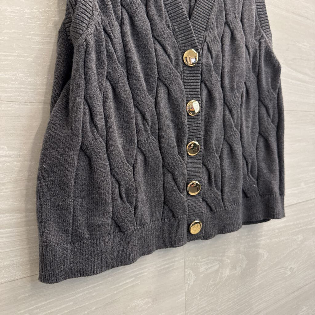 A New Day Grey Cable Knit Sweater Vest Top Small