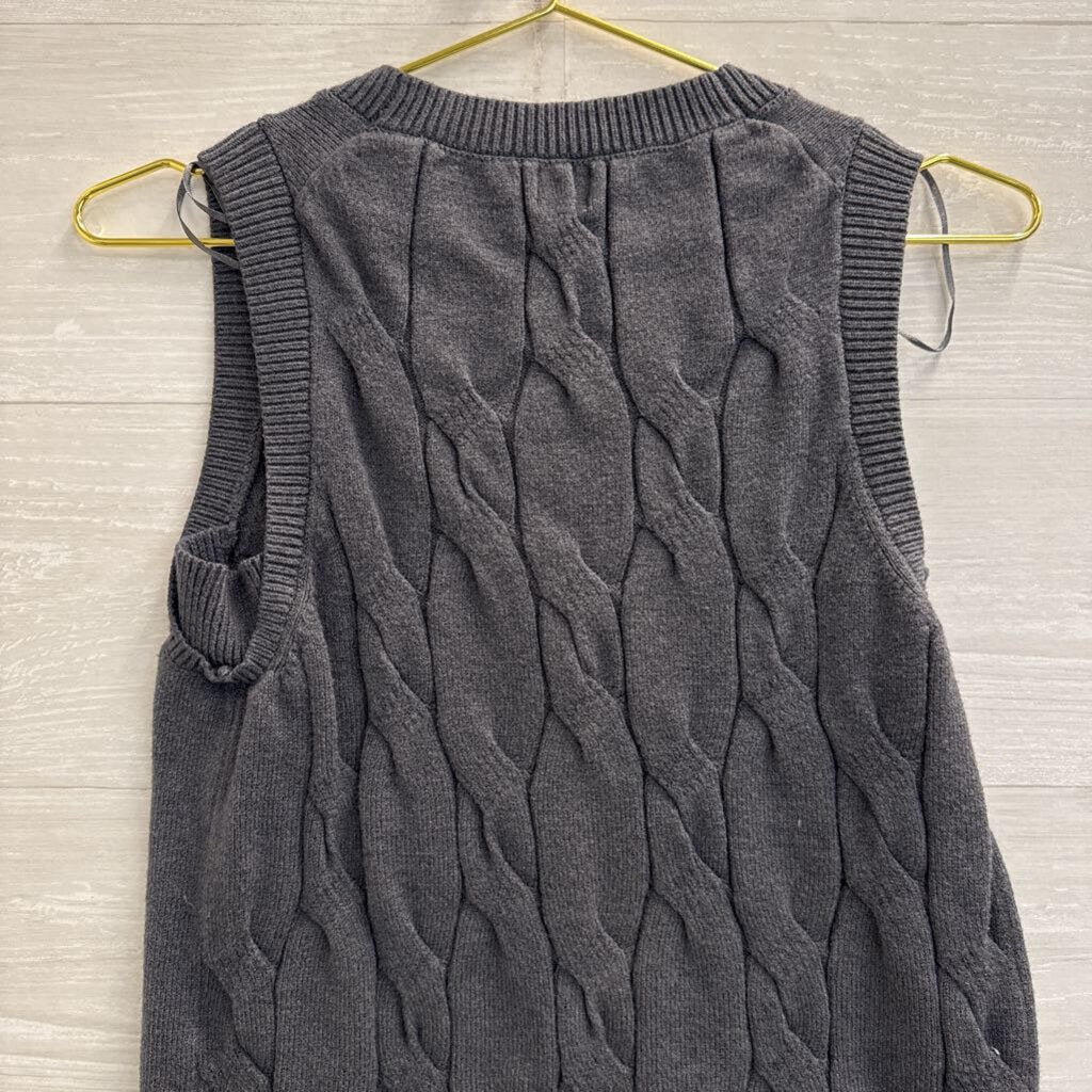 A New Day Grey Cable Knit Sweater Vest Top Small
