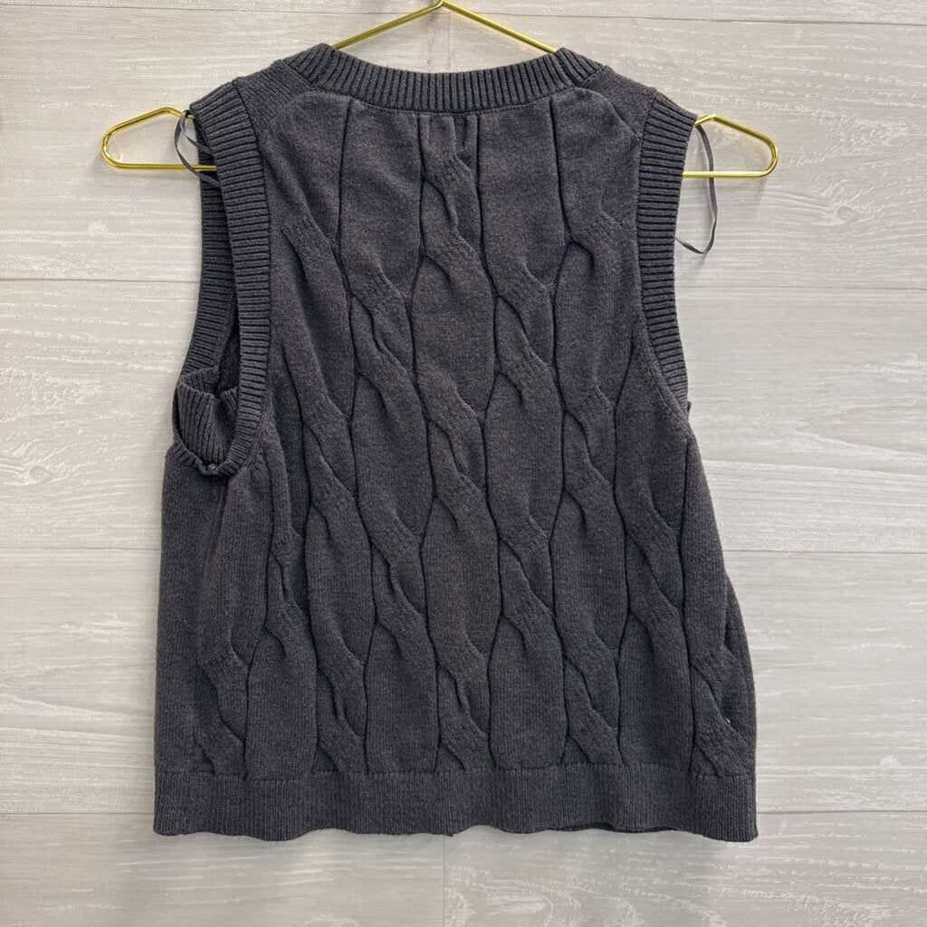 A New Day Grey Cable Knit Sweater Vest Top Small