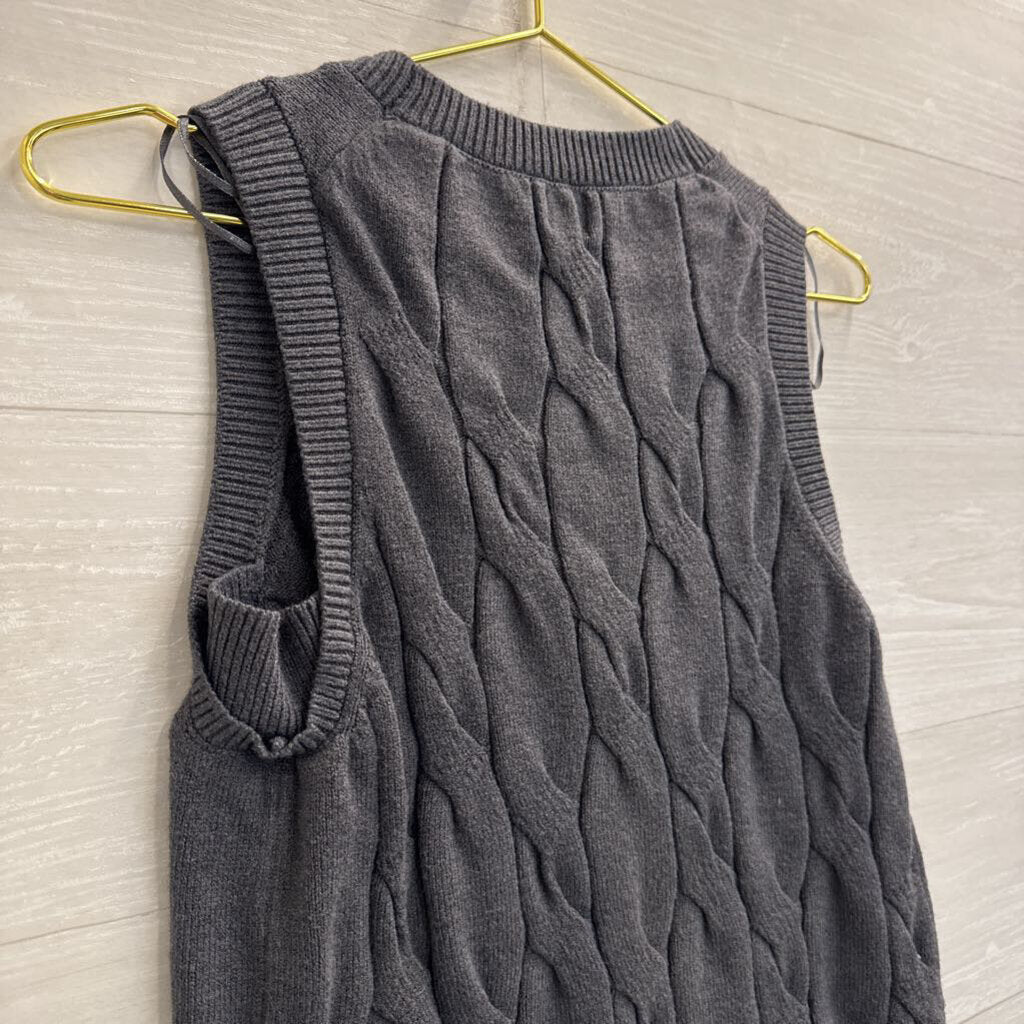A New Day Grey Cable Knit Sweater Vest Top Small