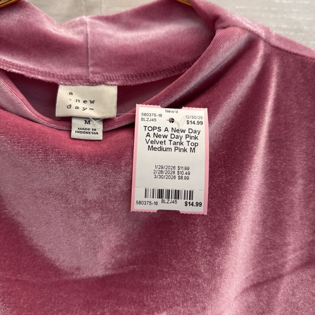 A New Day Pink Velvet Tank Top Medium