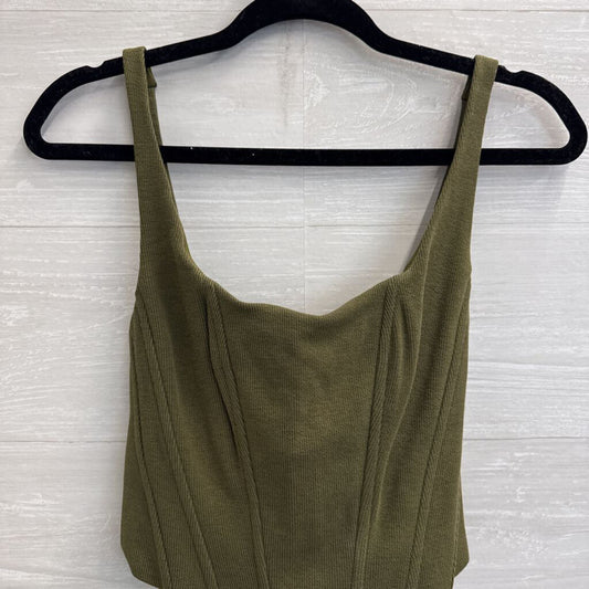 Bittersweet Green Ribbed Cropped Corset Tank Top Small