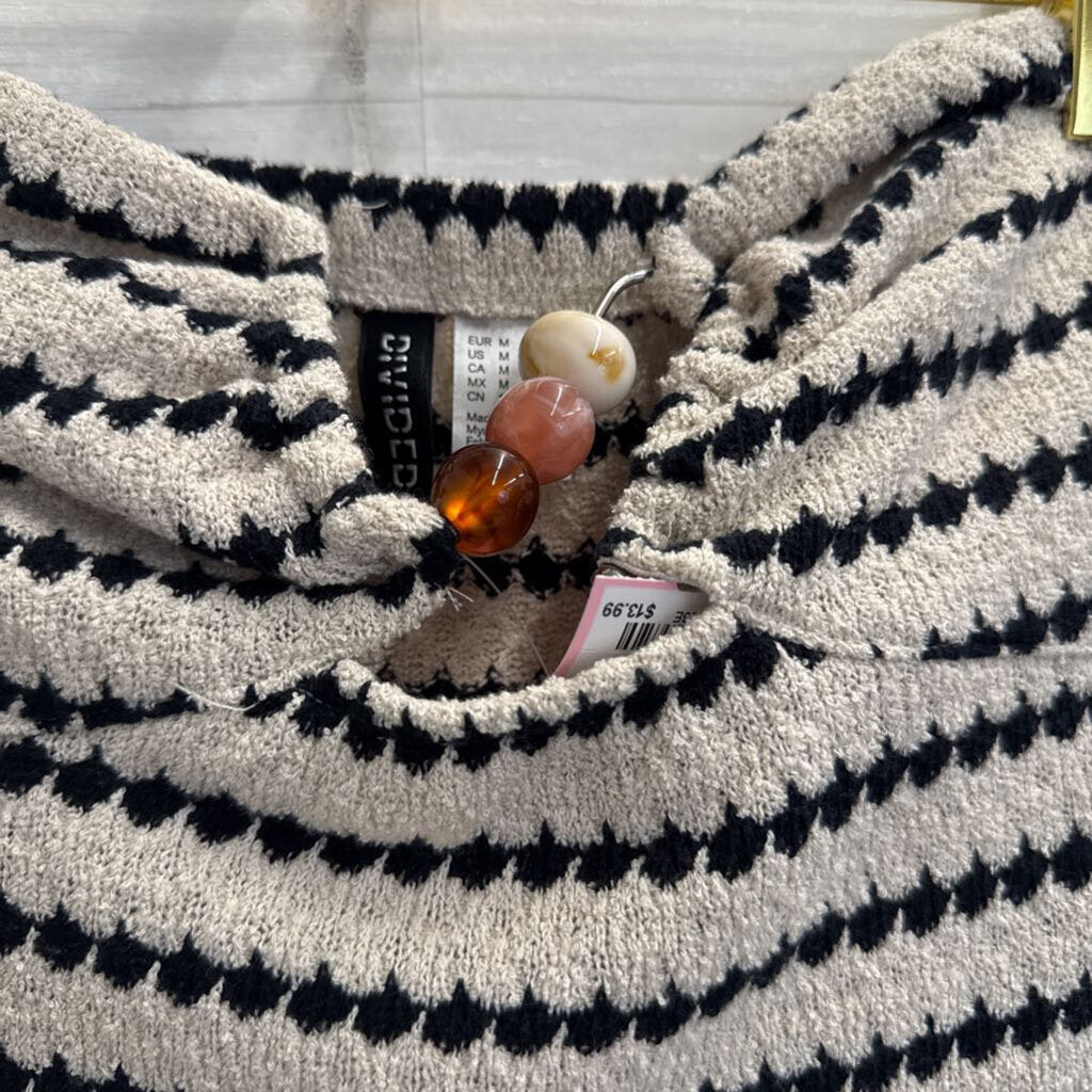 Divided Black/ Beige Knit Striped Strapless Top Medium