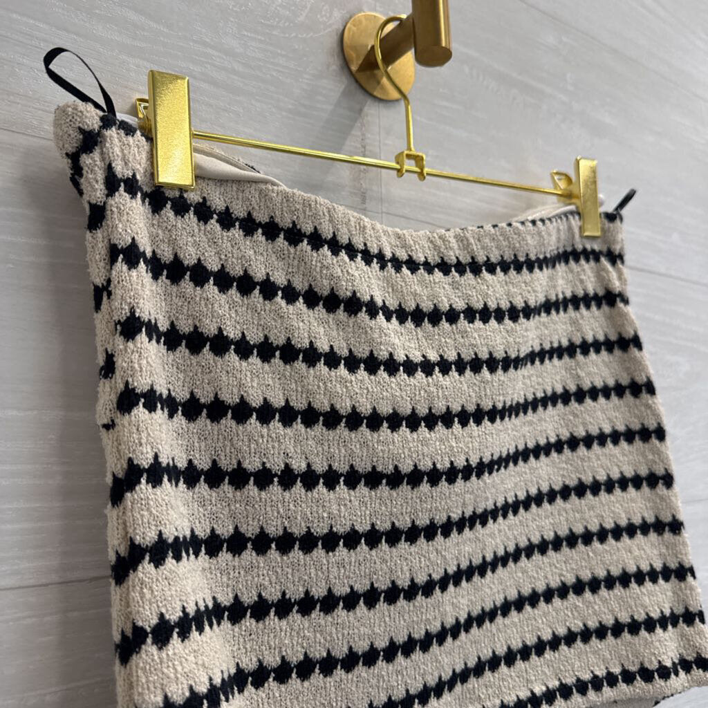 Divided Black/ Beige Knit Striped Strapless Top Medium