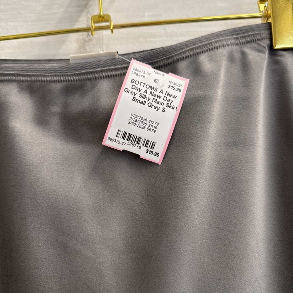 A New Day Grey Silky Maxi Skirt Small