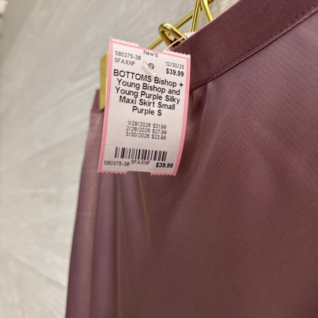 Bishop and Young Purple Silky Maxi Skirt Small