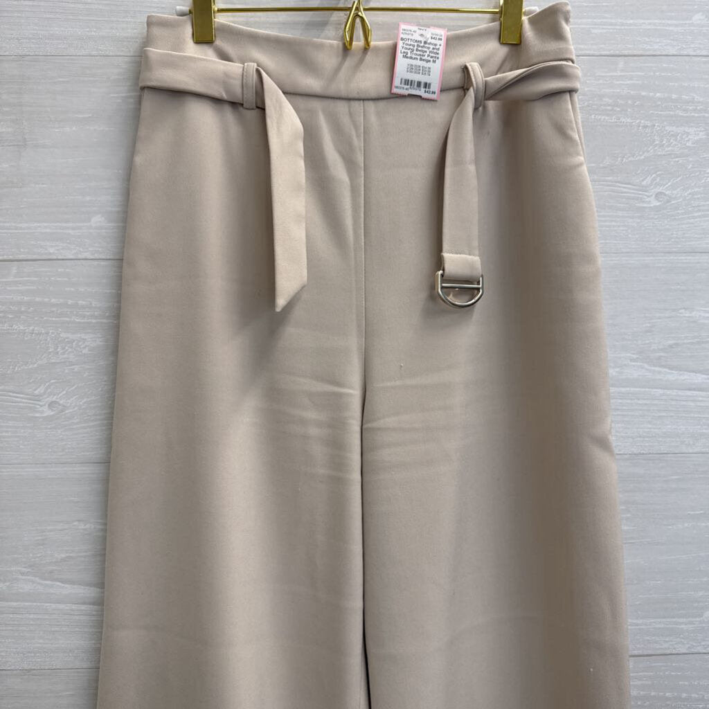 Bishop and Young Beige Wide Leg Trouser Pants Medium