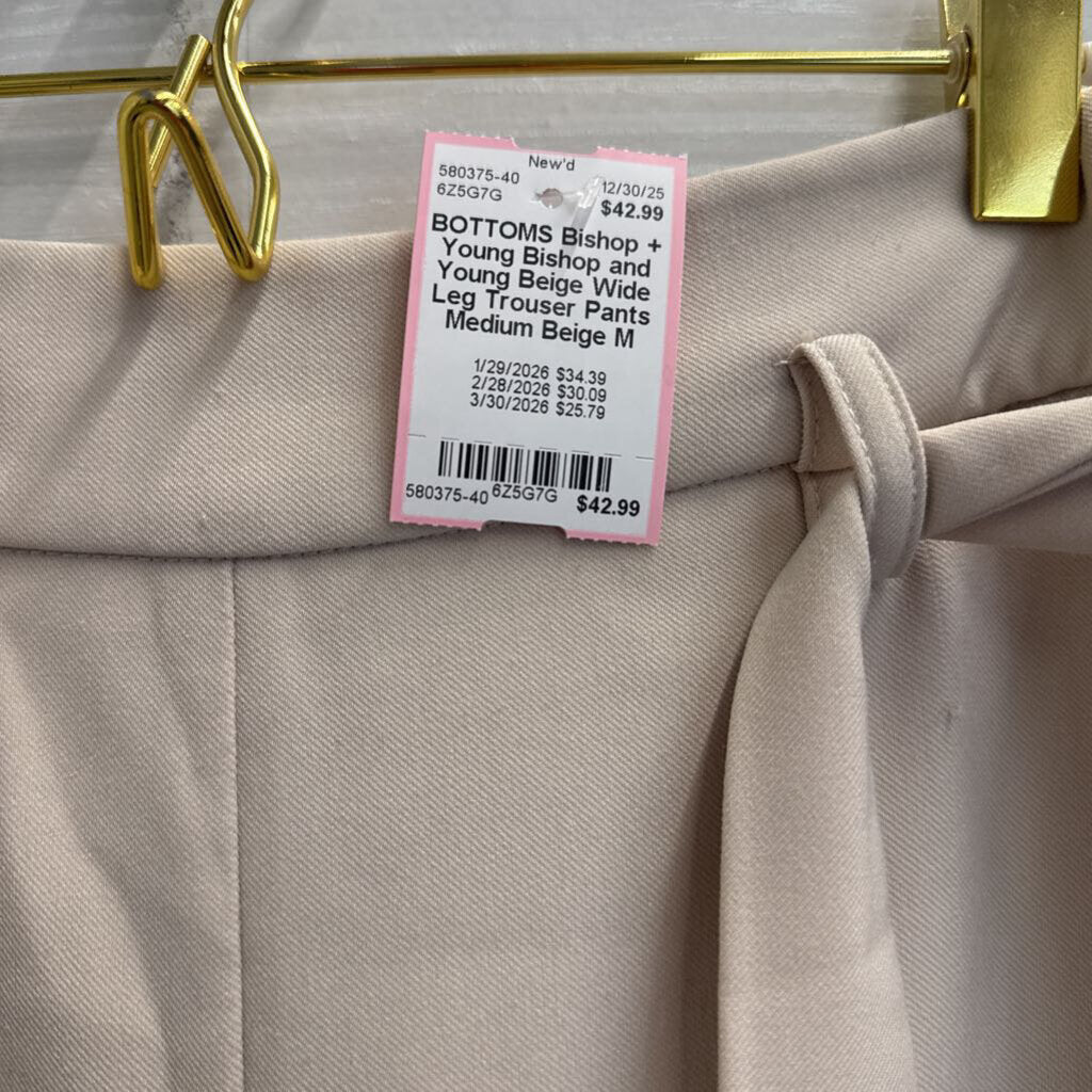 Bishop and Young Beige Wide Leg Trouser Pants Medium