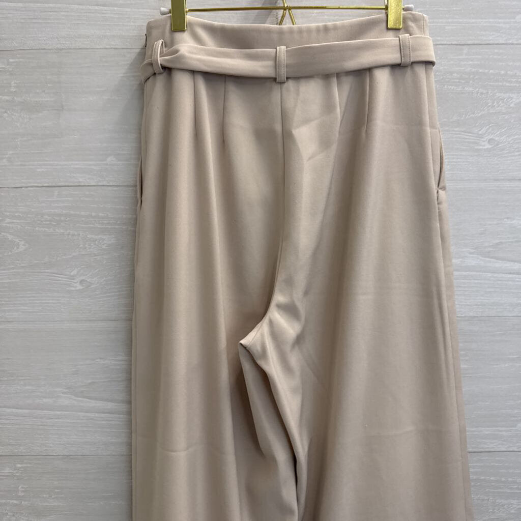 Bishop and Young Beige Wide Leg Trouser Pants Medium