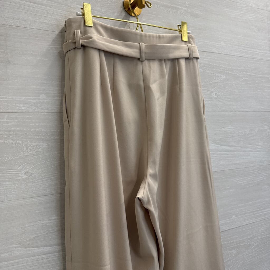 Bishop and Young Beige Wide Leg Trouser Pants Medium