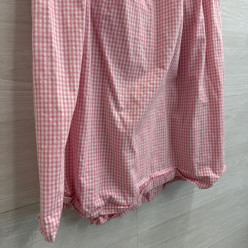 Vintage Karen Scott Pink/ White Gingham Print Button Front Midi Skirt Small