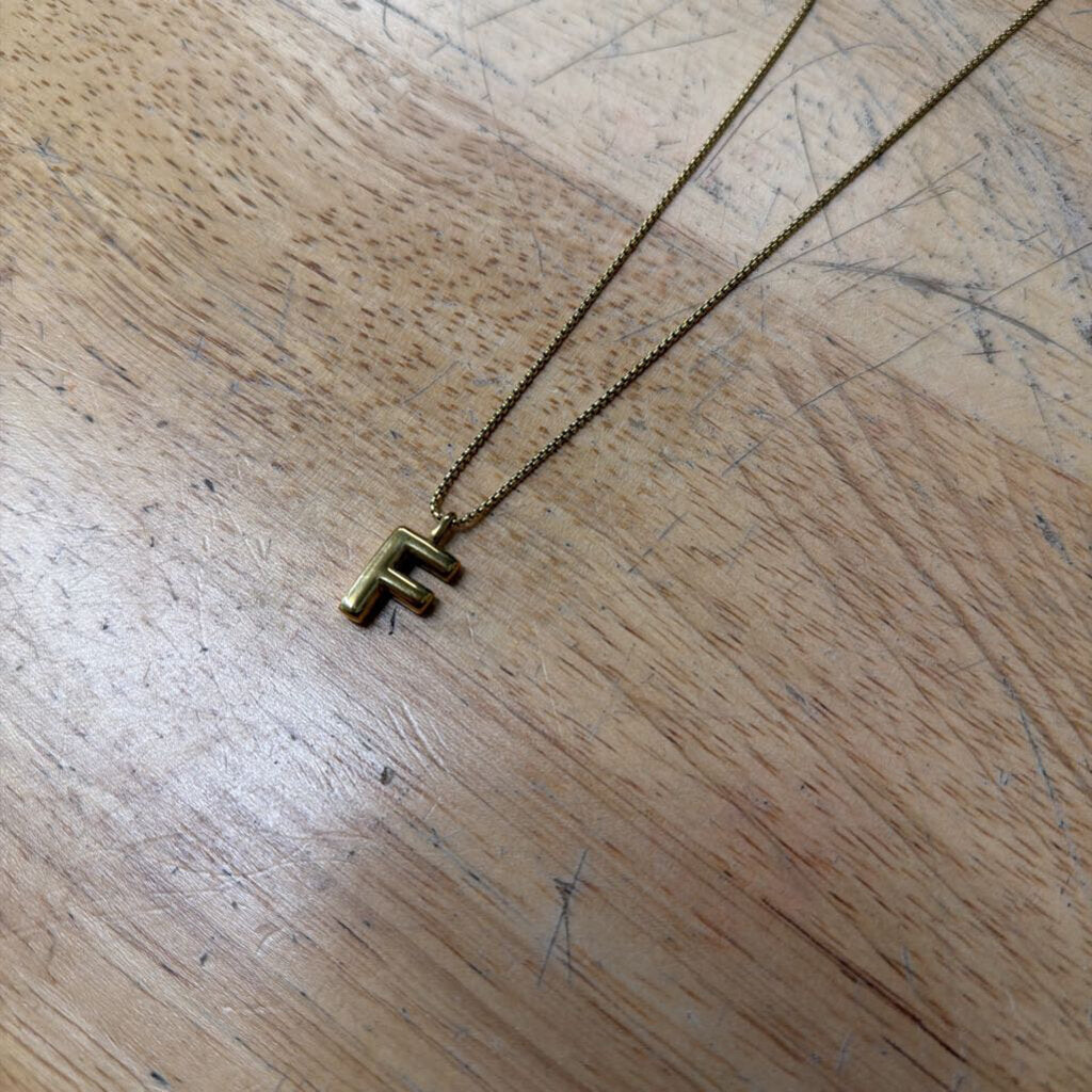 Gold Toned Bubble F Necklace