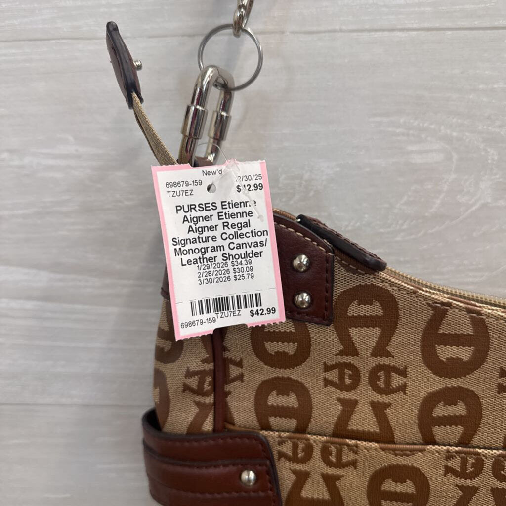 Etienne Aigner Regal Signature Collection Monogram Canvas/ Leather Shoulder Purse