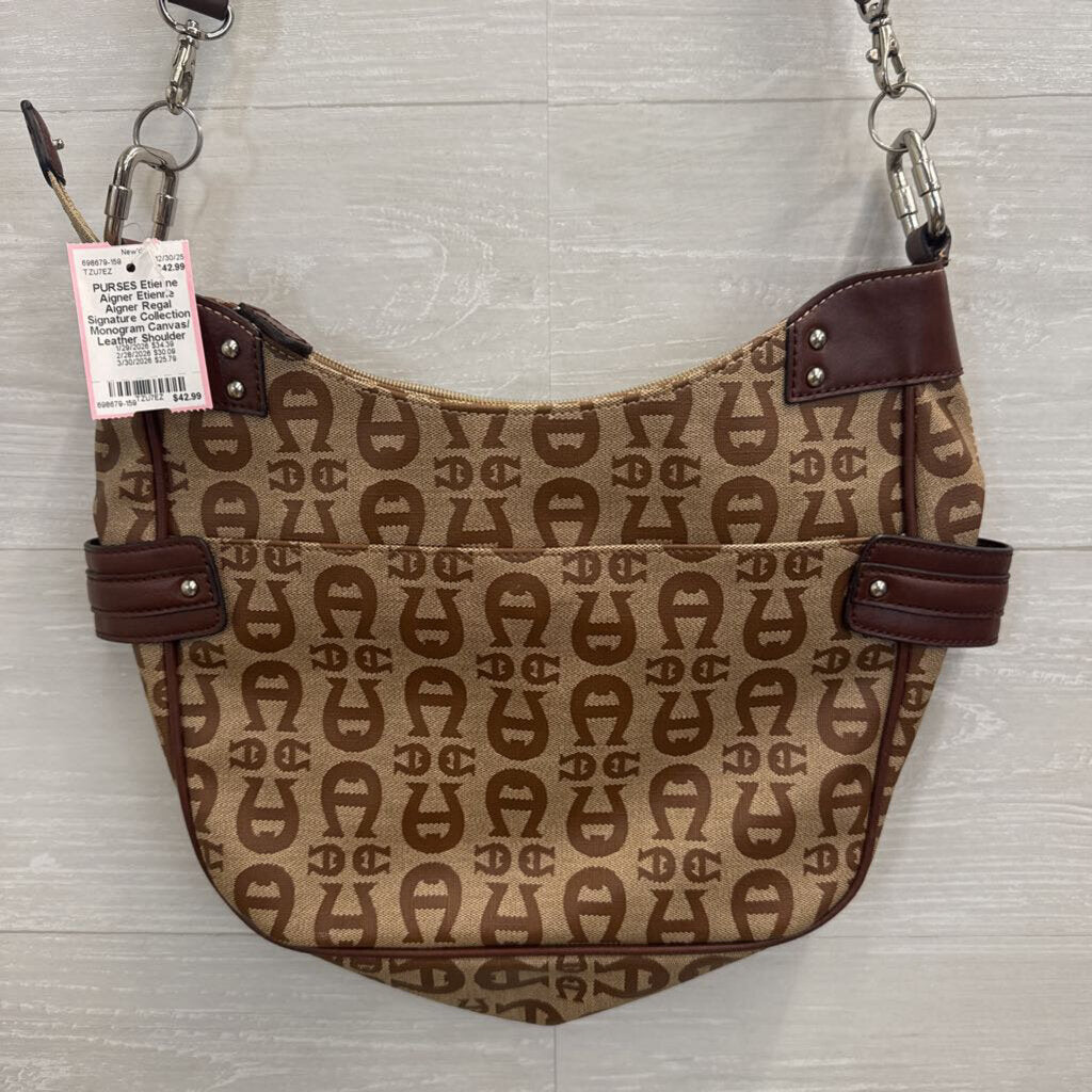 Etienne Aigner Regal Signature Collection Monogram Canvas/ Leather Shoulder Purse