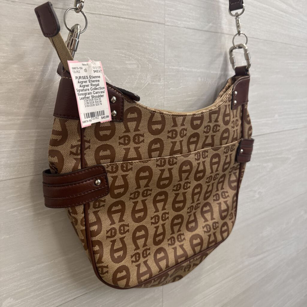 Etienne Aigner Regal Signature Collection Monogram Canvas/ Leather Shoulder Purse