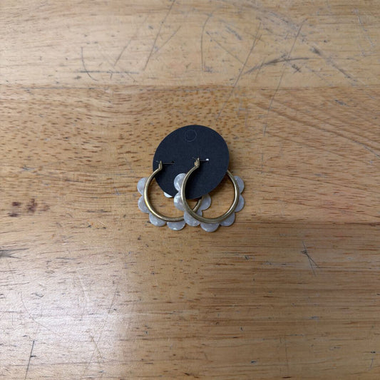 Gold Tone Hoop Flower Petal Earrings