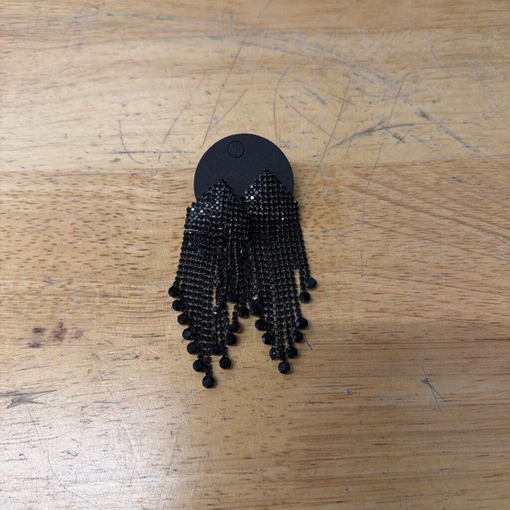 Black Stone Dangle Earrings