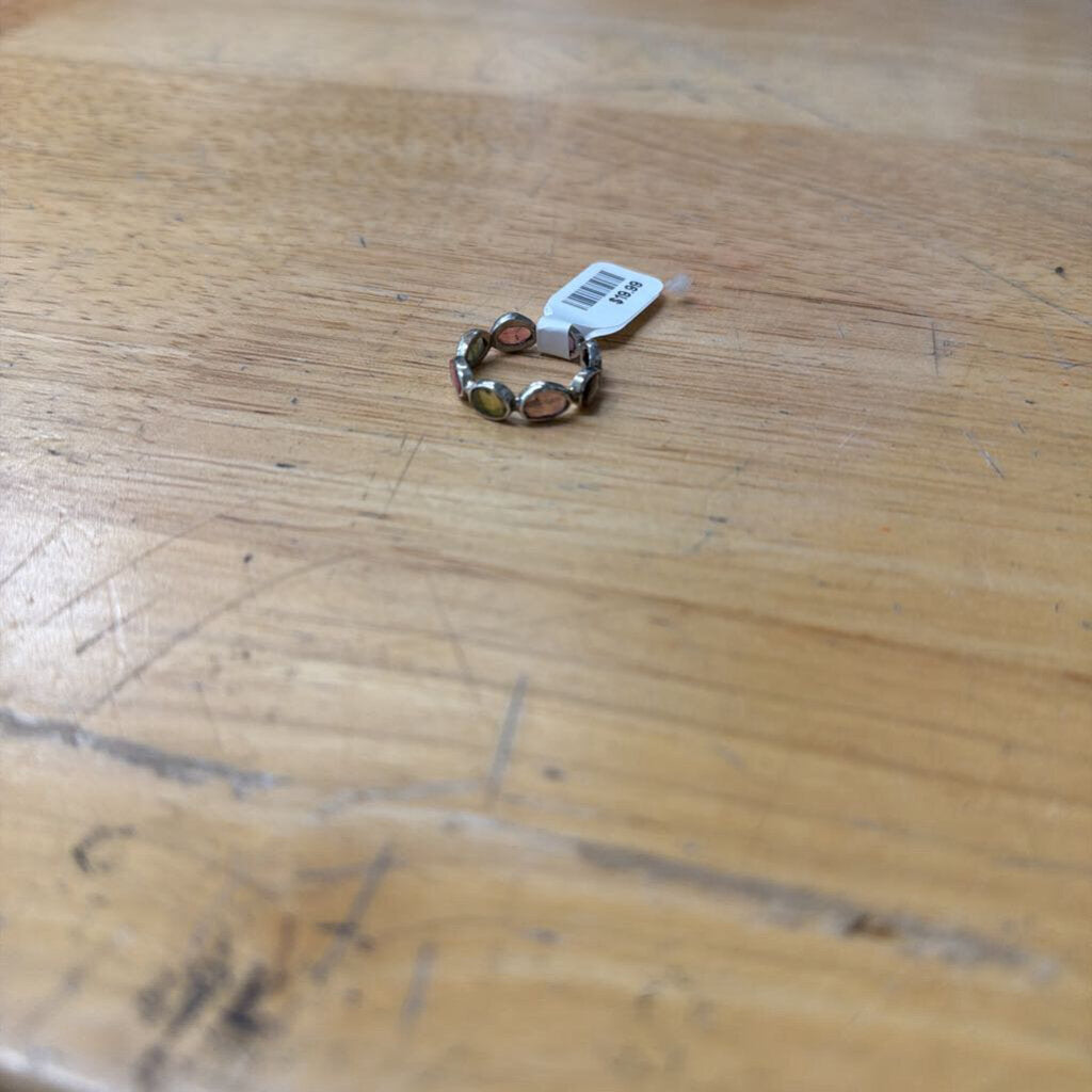 Silver Toned Multi Stone Ring