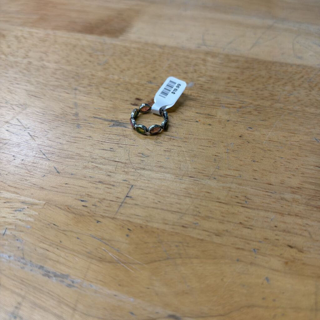 Silver Toned Multi Stone Ring