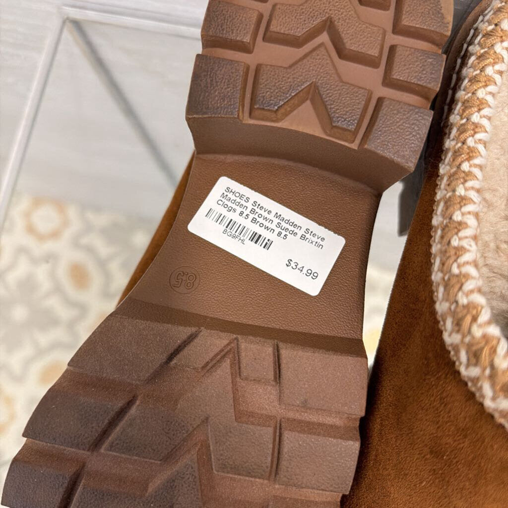 Steve Madden Brown Suede Brixtin Clogs 8.5