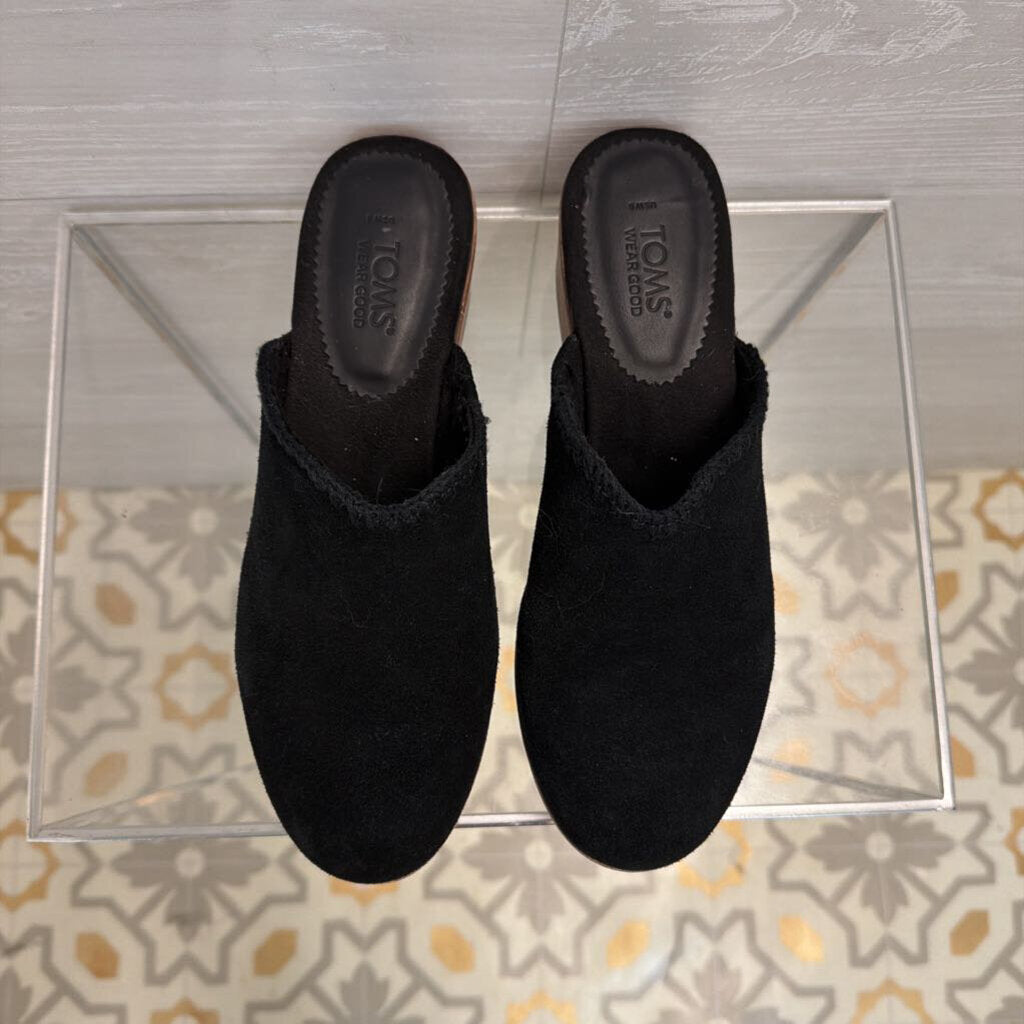 Toms Black Suede Addison Clogs 8