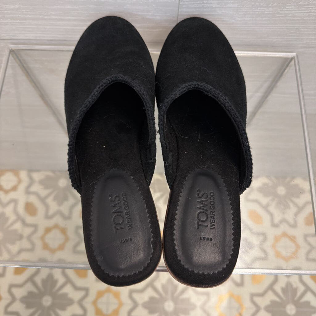 Toms Black Suede Addison Clogs 8
