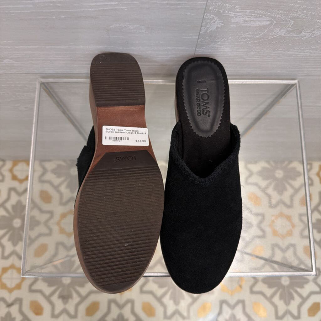 Toms Black Suede Addison Clogs 8