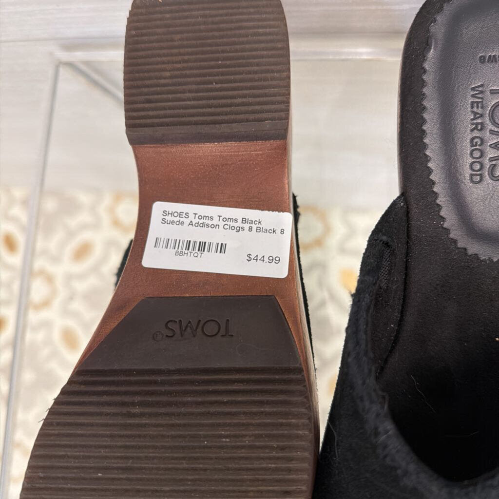 Toms Black Suede Addison Clogs 8