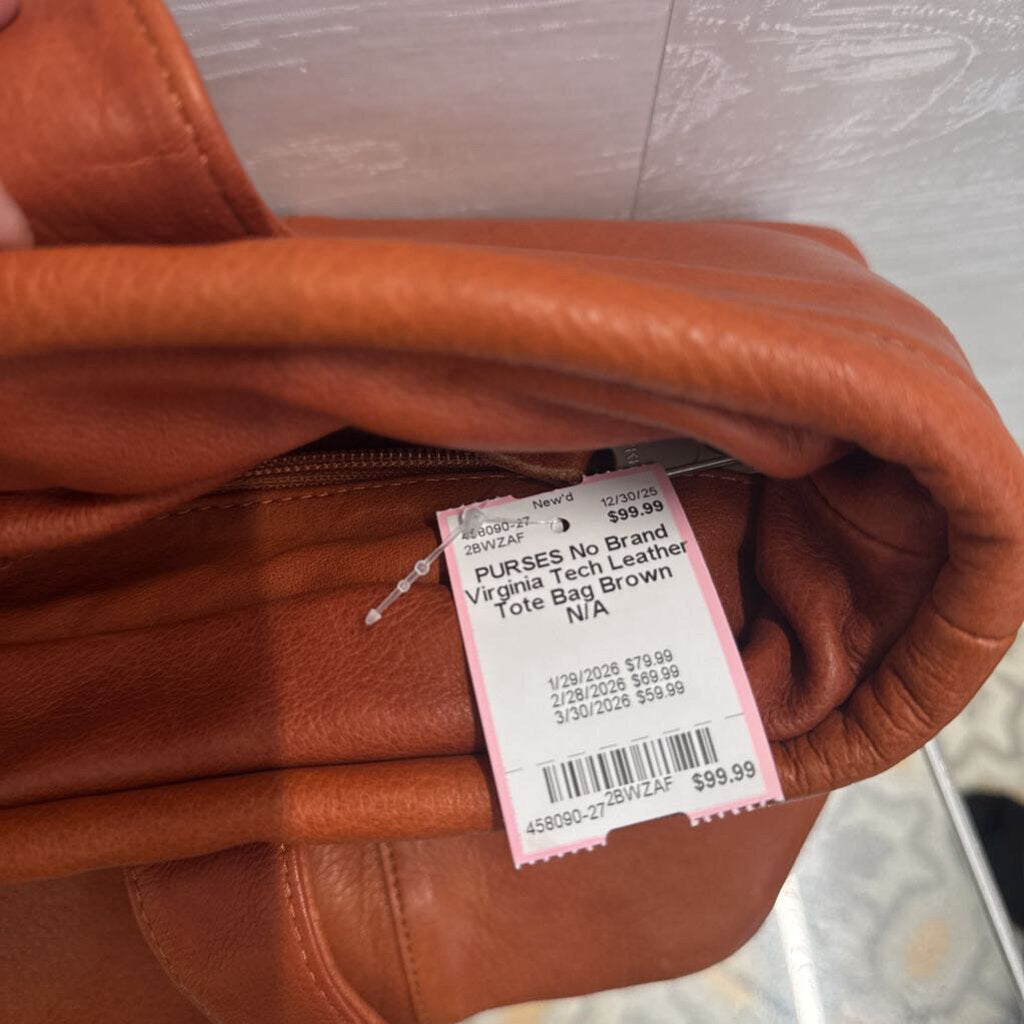 Virginia Tech Leather Tote Bag