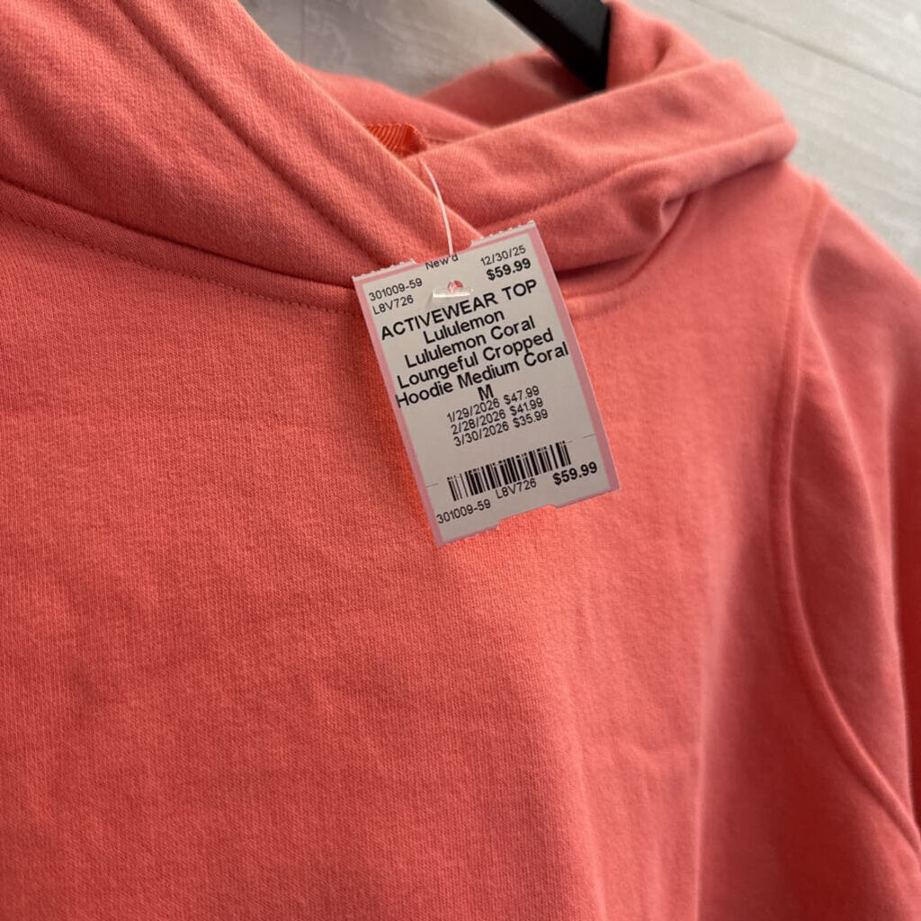 Lululemon Coral Loungeful Cropped Hoodie Medium